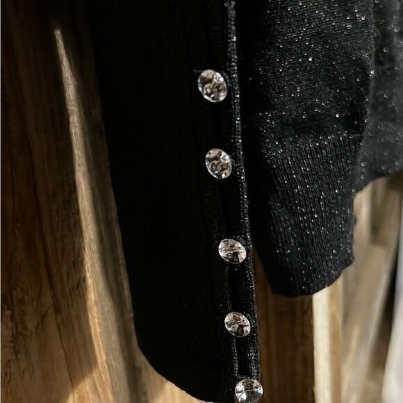 Lane Bryant top turtleneck long sleeve black silver metallic 14 - Picture 3 of 6